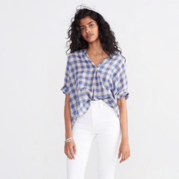Madewell | Courier Button-Back Checkered Top - Picture 5 of 5